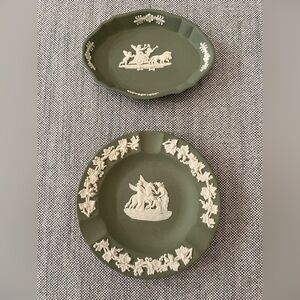 Two Green Wedgwood Jasperware Dishes
